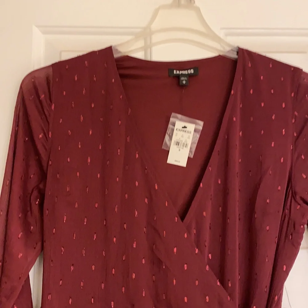 Express holiday sparkle wrap dress - Picture 2 of 12